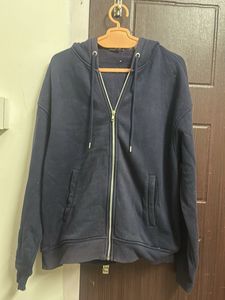 h&m Navy Blue Zip-Up Hoodie