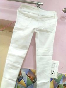 A High Waist White Ripped Boyfriend Jeans