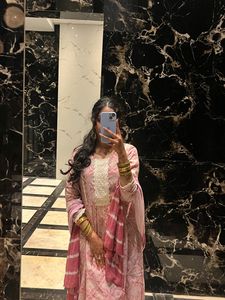 Pink white kurta set