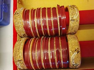 Red &amp; Gold Bridal Chura Set