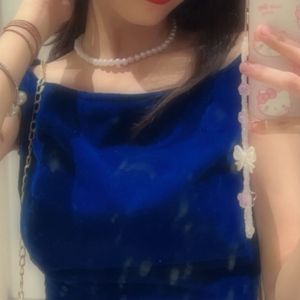 Elegant Navy Blue Velvet Dress