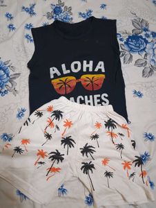 Aloha Beaches Graphic Tank Top & Shorts Set
