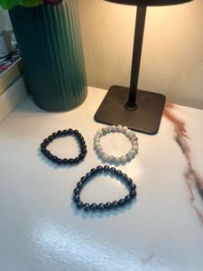 Set of 3 Beaded Bracelets and chain