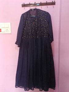 Elegant Navy Blue Embellished Kurta