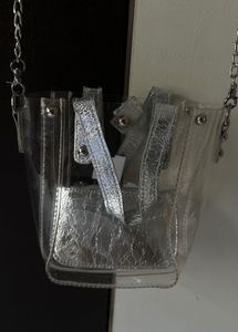 Silver Clear Tote Bag with Pouch