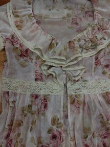 Sheer Floral Lace Trim Front Slit Open Top