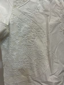 zara off White Embroidered Tie-Front Cropped Top