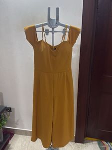 Mustard Yellow Jumpsuit with Cap Sleeves