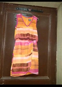 Striped Wrap Mini Dress