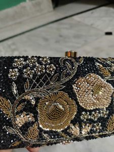 Embellished Black Evening Clutch
