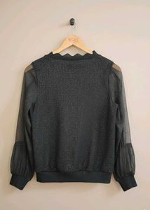 Chic Black Sheer Sleeve Top