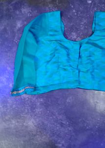 Teal Silk Blouse with Embellished Cuffs