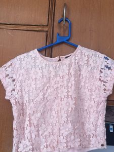 Pink Floral Lace Top