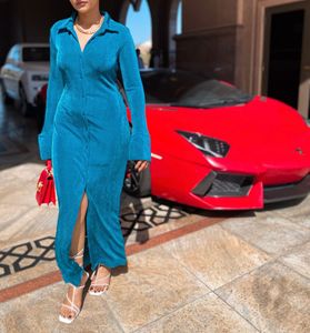 Teal Blue Maxi Shirt Dress
