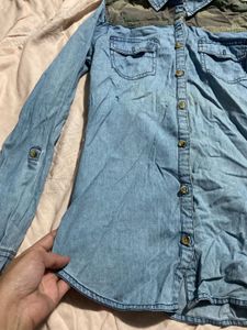 Denim Shirt with Camo Details