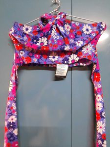 Tokyo Talkies violet Floral Halter Neck Top 🎀 Tie
