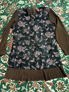 Floral Print Dress with Pleated Hem