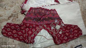 Elegant white Saree with Red Border