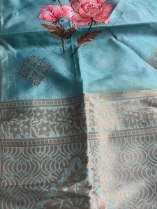 Stunning Blue Floral Saree
