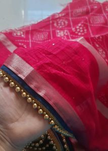 Rose  Diamond Print Fabric with Trim Handmade
