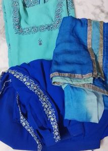 3piece Beautiful Blue &amp; Teal Kurta salwar set