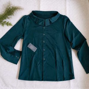 Elegant Teal Button-Up Blouse