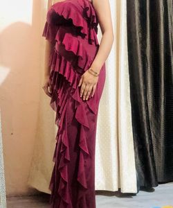 Burgundy Ruffled Maxi Dress