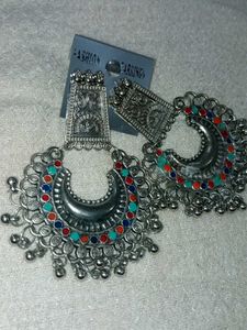 Bohemian Oxidized Jhumka Earrings