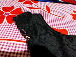 Elegant Black Lace Skater Dress