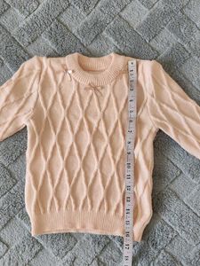 Cute Pink Knit Sweater with Bows