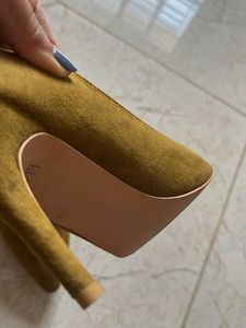 Mustard Yellow Olive Suede Pumps