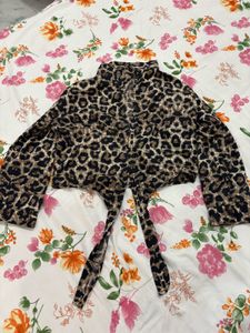 Leopard Print Tie-Front Top