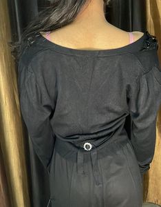 Floral Embellished Black Cardigan