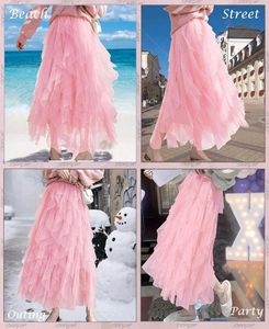 Pink Tulle Tiered Gown