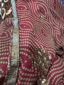 Elegant Maroon &amp; Gold Embellished Saree