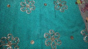 Teal Sequin Embellished Saree