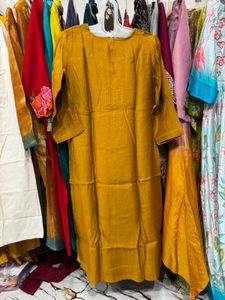 Embroidered Mustard Yellow Kurta