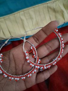 Garba Boho Beaded Hoop Earrings Set