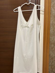 Elegant White Lace Trim Nighty