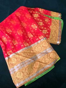 Vibrant Red & Gold Kanjeevaram Silk Saree