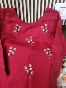Beautiful Kurti +pant +khadi cotton Duptta Set ❤️