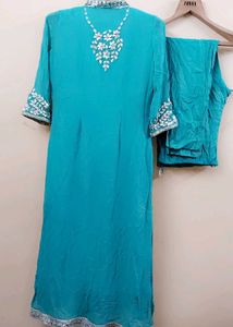 combo  Teal Kurta Set with Silver Embellish