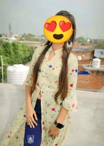 Floral Print Long Kurta with Bell Sleeves