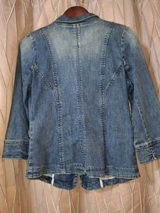 Stylish Denim Blazer with Studded Shoulders