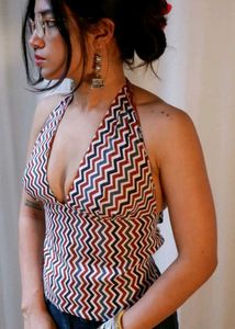 y2k terracotta tale reversible GEET halter top