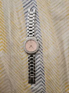 Traxx Women's Pink Dial Crystal Watch