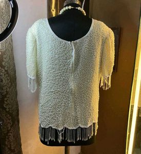 Ivory Beaded Fringe Top