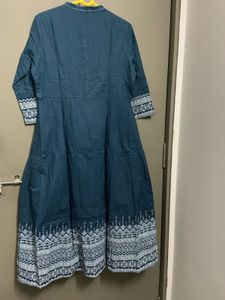 Biba Women Ethnic Teal Color Dress with Mask