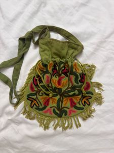 Bohemian Embroidered Floral Drawstring Pouch