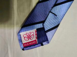 Striped Blue Tie-100 % silk